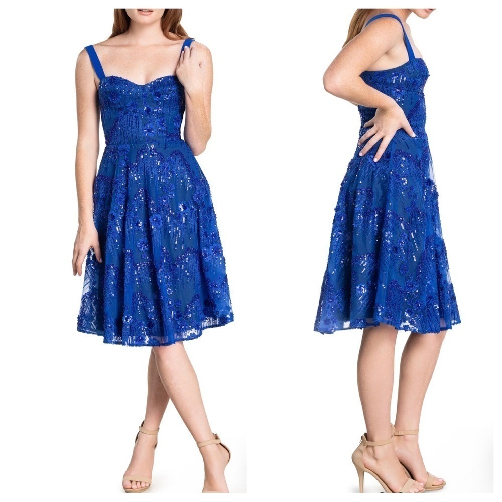Dress the Population $448 Adelina floral sequin appliqué dress NWOT 640